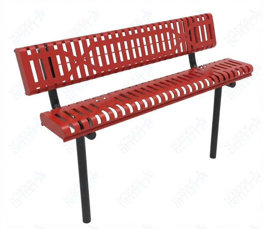 MyTcoat - Rolled Edges Outdoor Bench with Back 6' L - Inground Mount (MYT-BRE06-19) - SchoolOutlet