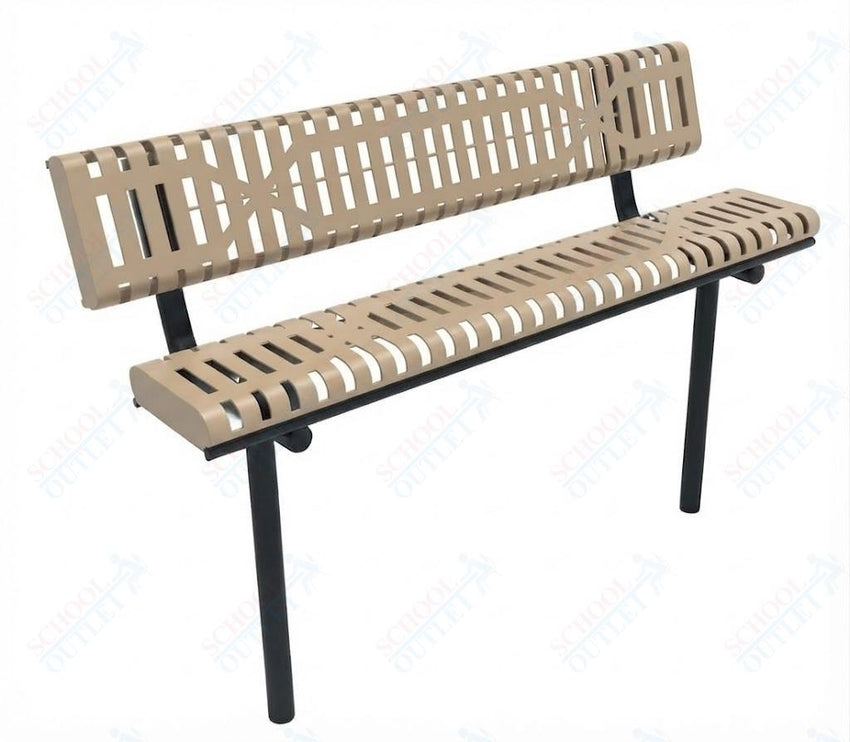 MyTcoat - Rolled Edges Outdoor Bench with Back 6' L - Inground Mount (MYT-BRE06-19) - SchoolOutlet