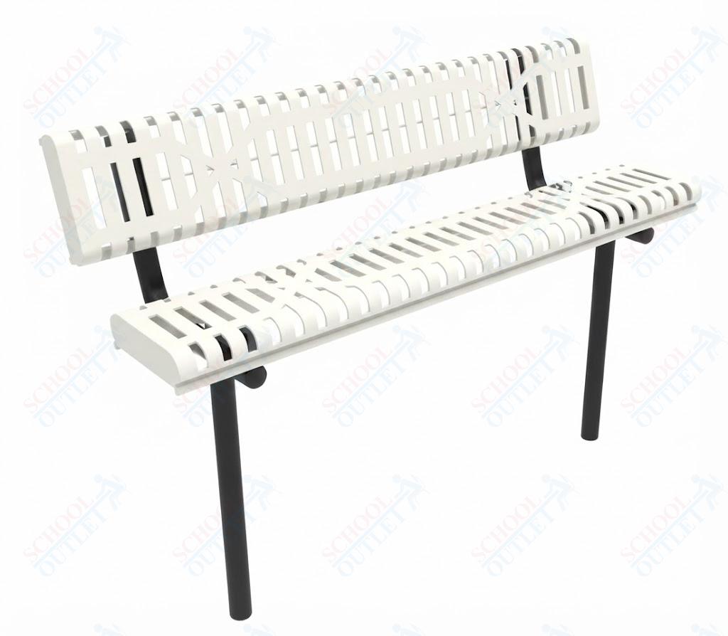 MyTcoat - Rolled Edges Outdoor Bench with Back 6' L - Inground Mount (MYT-BRE06-19) - SchoolOutlet