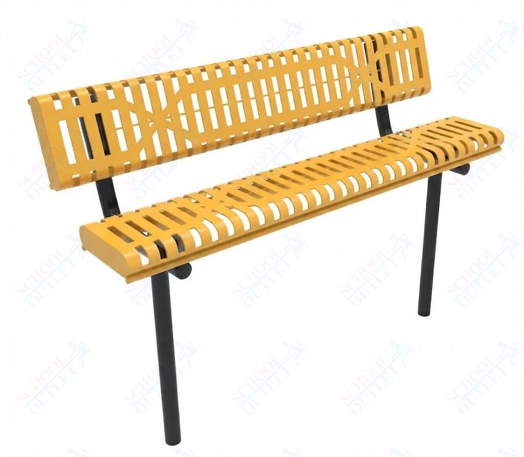 MyTcoat - Rolled Edges Outdoor Bench with Back 6' L - Inground Mount (MYT-BRE06-19) - SchoolOutlet