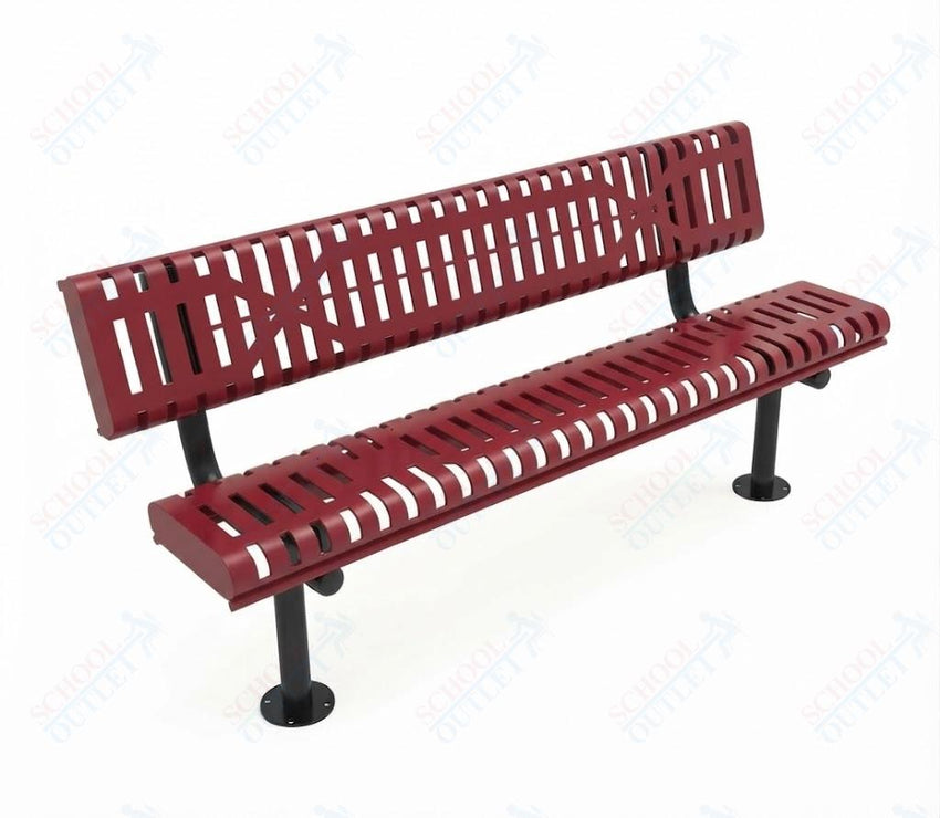 MyTcoat - Rolled Edges Outdoor Bench with Back 6' L - Surface Mount (MYT-BRE06-20) - SchoolOutlet