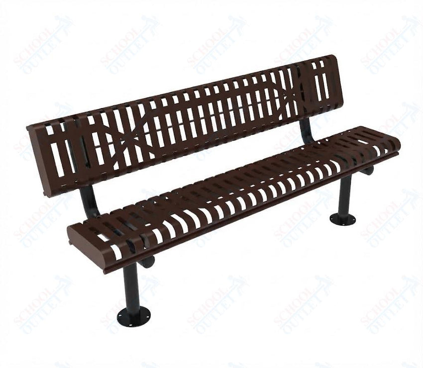 MyTcoat - Rolled Edges Outdoor Bench with Back 6' L - Surface Mount (MYT-BRE06-20) - SchoolOutlet