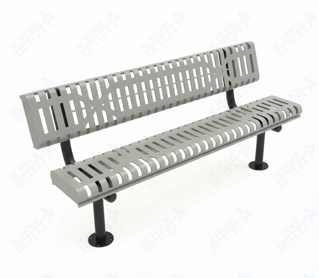 MyTcoat - Rolled Edges Outdoor Bench with Back 6' L - Surface Mount (MYT-BRE06-20) - SchoolOutlet