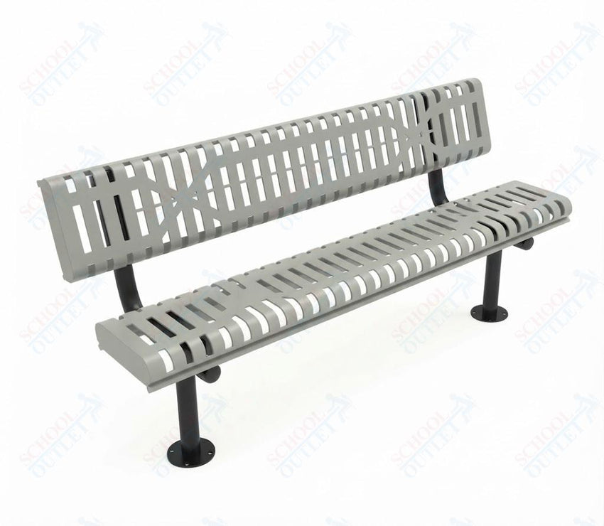 MyTcoat - Rolled Edges Outdoor Bench with Back 6' L - Surface Mount (MYT-BRE06-20) - SchoolOutlet