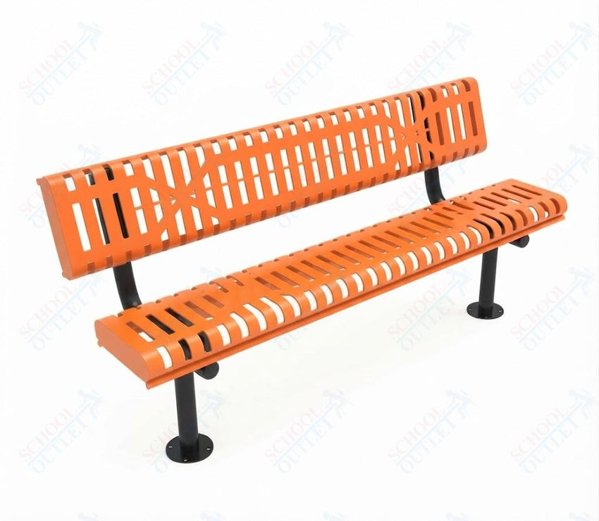 MyTcoat - Rolled Edges Outdoor Bench with Back 6' L - Surface Mount (MYT-BRE06-20) - SchoolOutlet