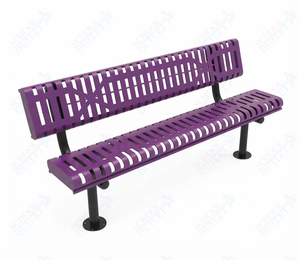 MyTcoat - Rolled Edges Outdoor Bench with Back 6' L - Surface Mount (MYT-BRE06-20) - SchoolOutlet