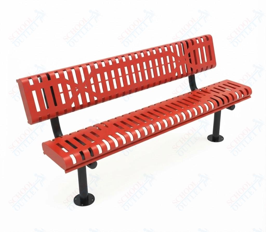 MyTcoat - Rolled Edges Outdoor Bench with Back 6' L - Surface Mount (MYT-BRE06-20) - SchoolOutlet