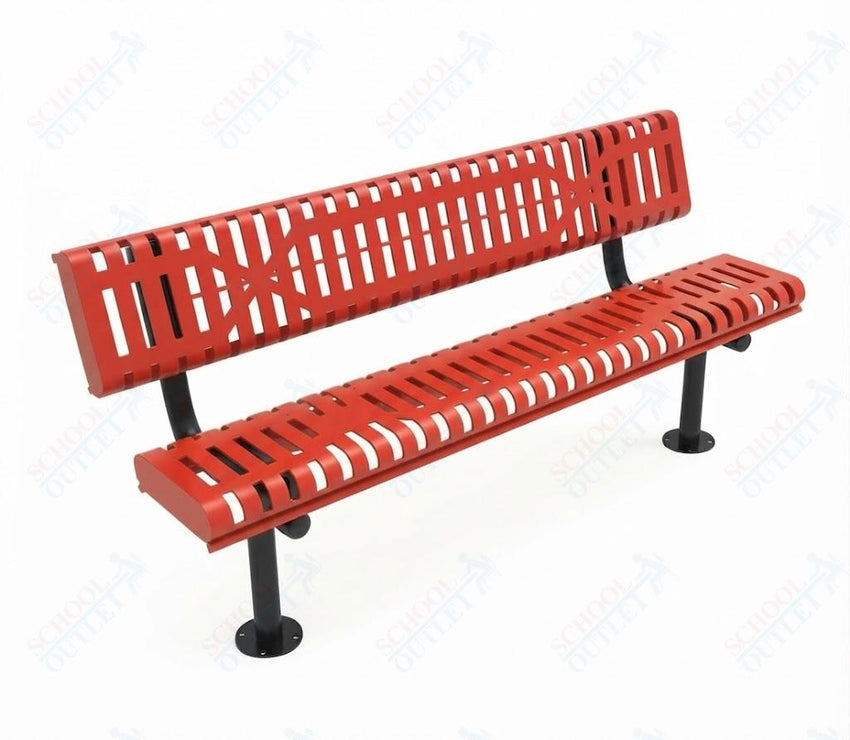 MyTcoat - Rolled Edges Outdoor Bench with Back 6' L - Surface Mount (MYT-BRE06-20) - SchoolOutlet