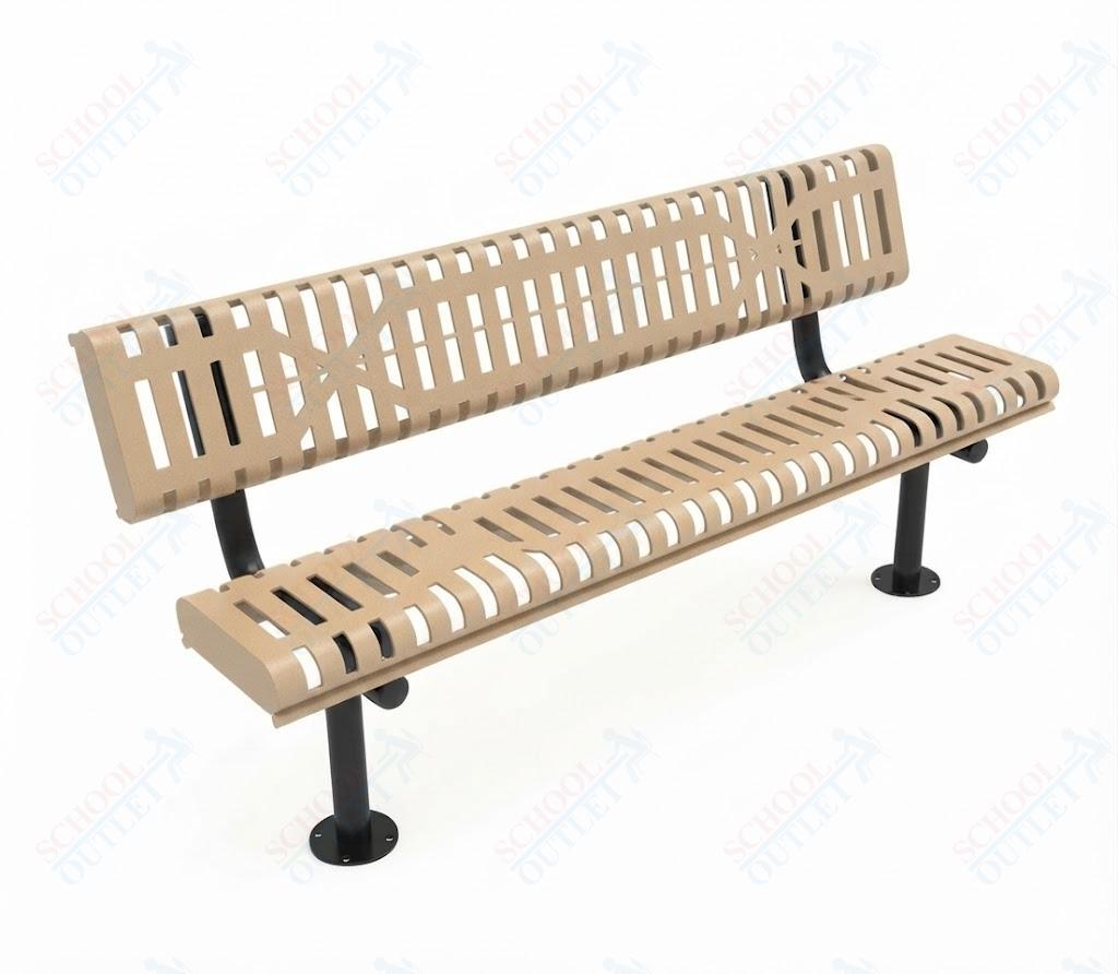 MyTcoat - Rolled Edges Outdoor Bench with Back 6' L - Surface Mount (MYT-BRE06-20) - SchoolOutlet