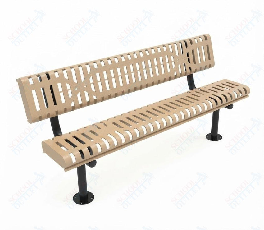 MyTcoat - Rolled Edges Outdoor Bench with Back 6' L - Surface Mount (MYT-BRE06-20) - SchoolOutlet