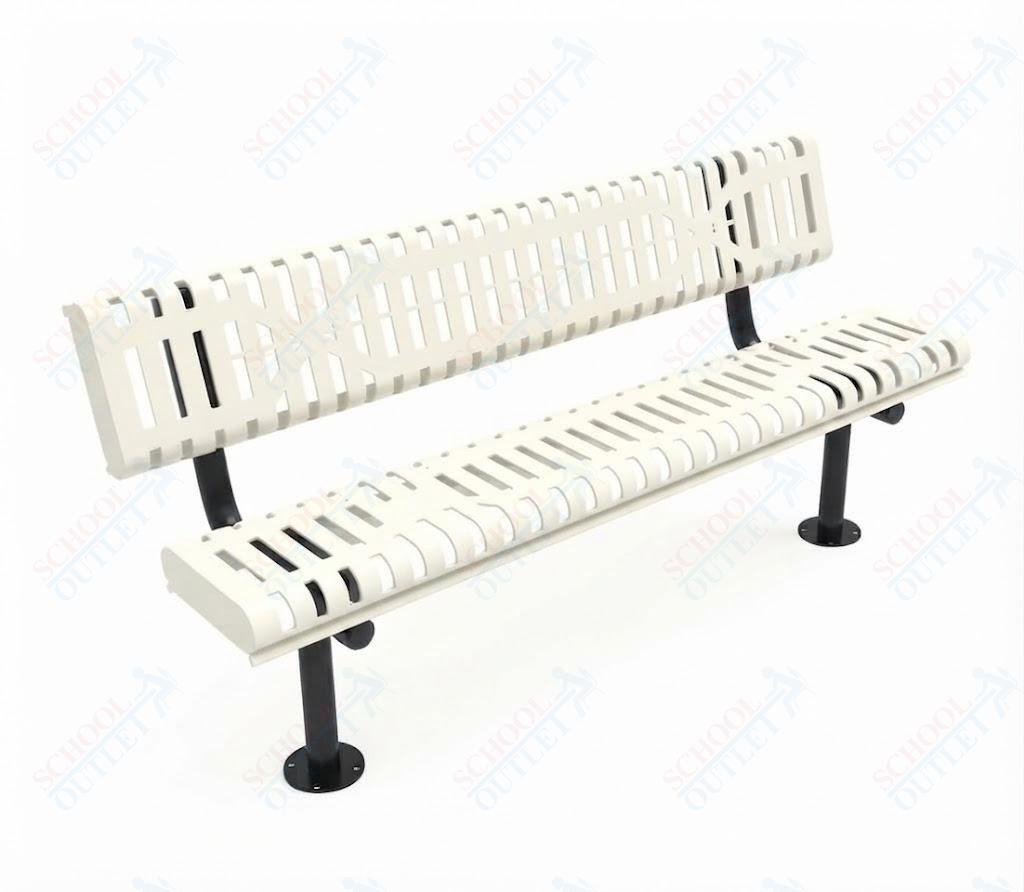 MyTcoat - Rolled Edges Outdoor Bench with Back 6' L - Surface Mount (MYT-BRE06-20) - SchoolOutlet