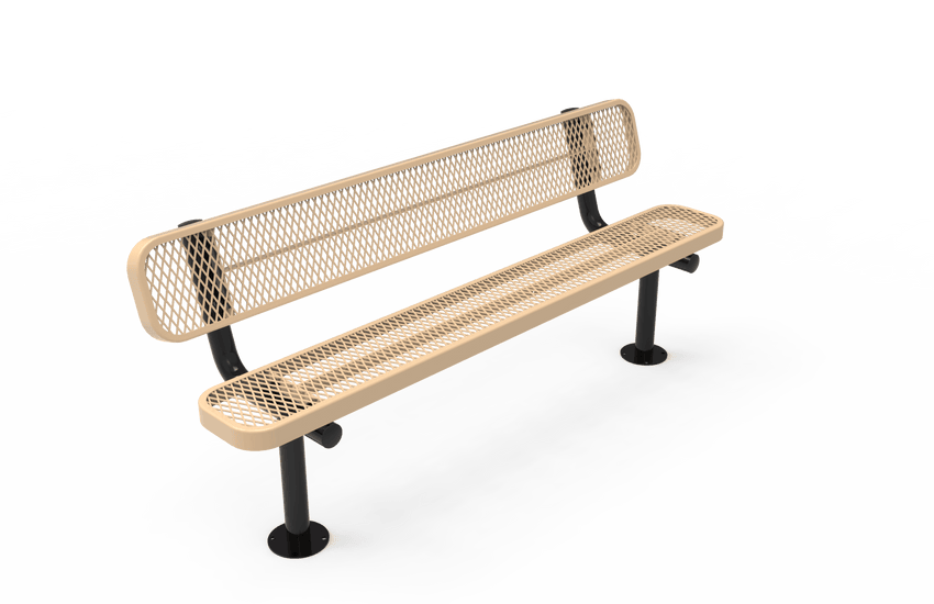 MyTcoat - Standard Outdoor Bench with Back - Surface Mount 4' L (MYT-BRT04-20) - SchoolOutlet