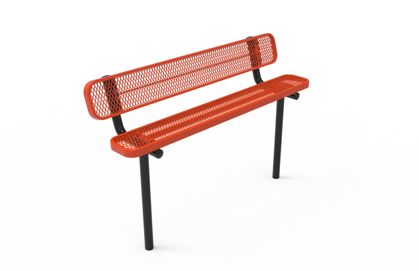 MyTcoat - Standard Outdoor Bench with Back - Inground Mount 6' L (MYT-BRT06-19) - SchoolOutlet