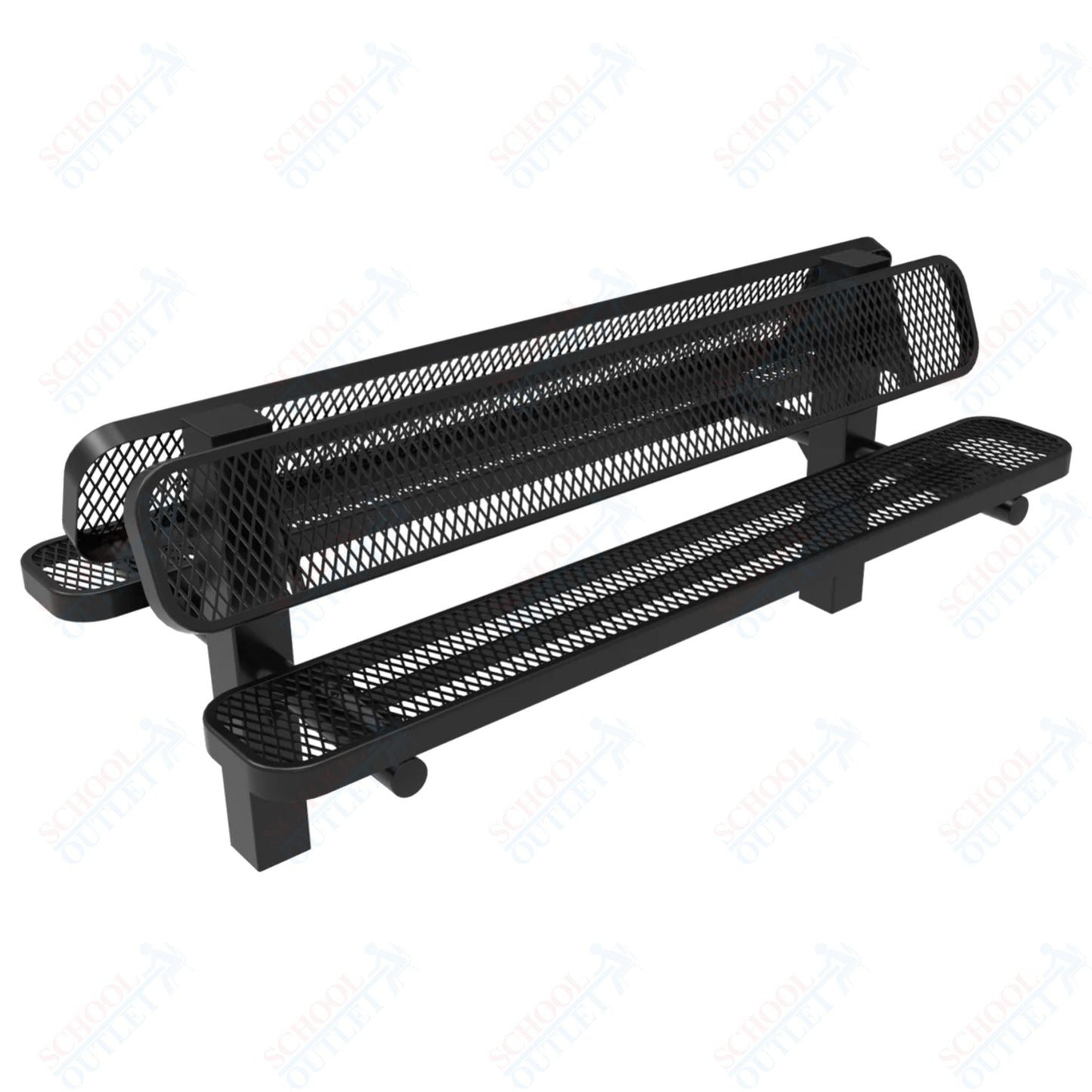 MyTcoat - Double Pedstal Outdoor Bench with Back - Inground Mount 6' L (MYT - BRT06 - 61 - 002) - SchoolOutlet