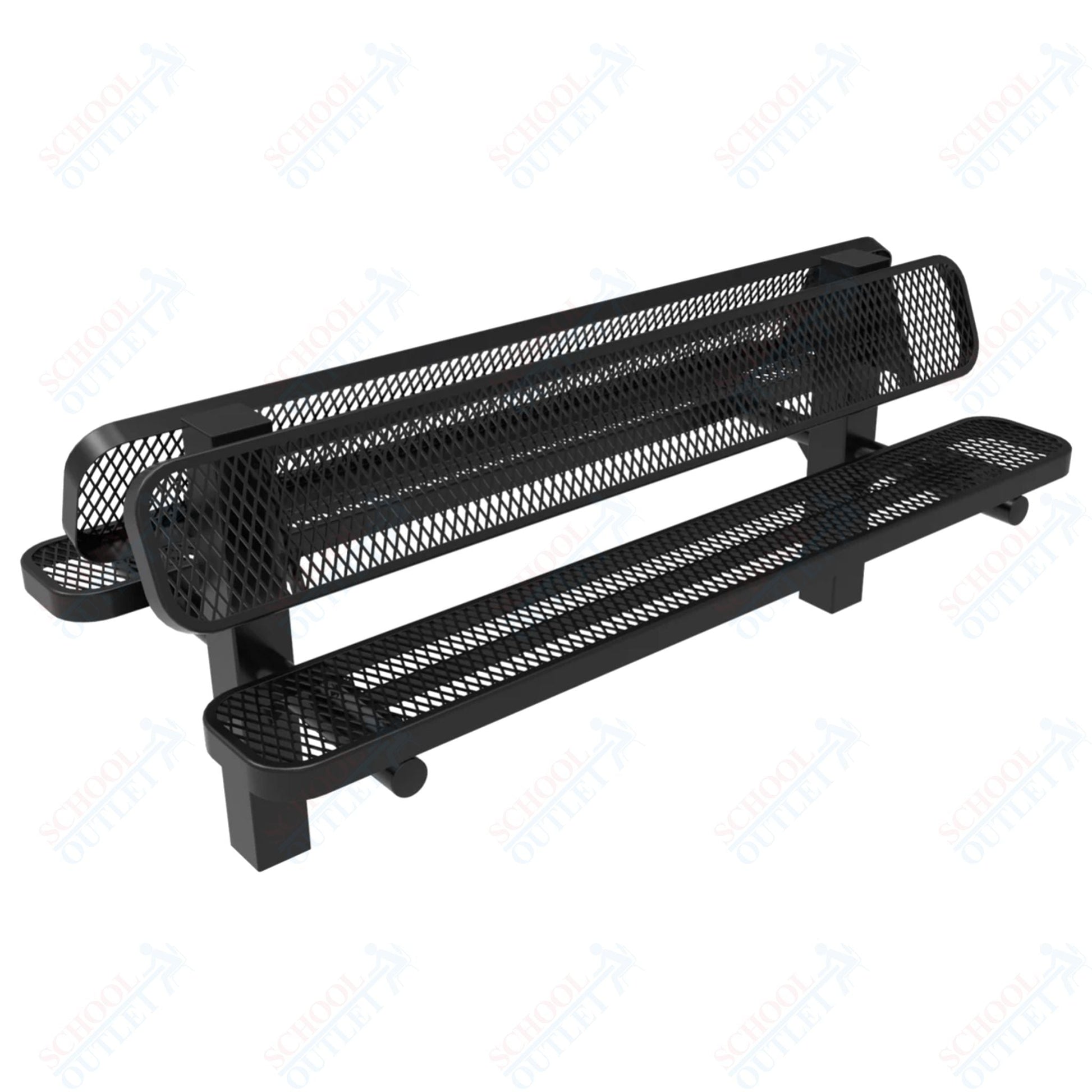 MyTcoat - Double Pedstal Outdoor Bench with Back - Inground Mount 6' L (MYT - BRT06 - 61 - 002) - SchoolOutlet