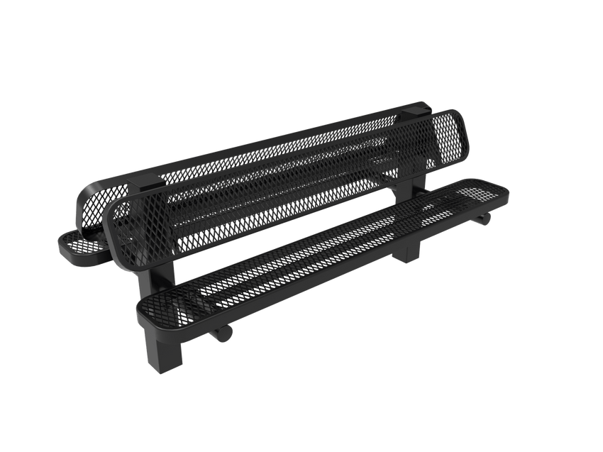MyTcoat - Double Pedstal Outdoor Bench with Back - Inground Mount 6' L (MYT-BRT06-61-002) - SchoolOutlet