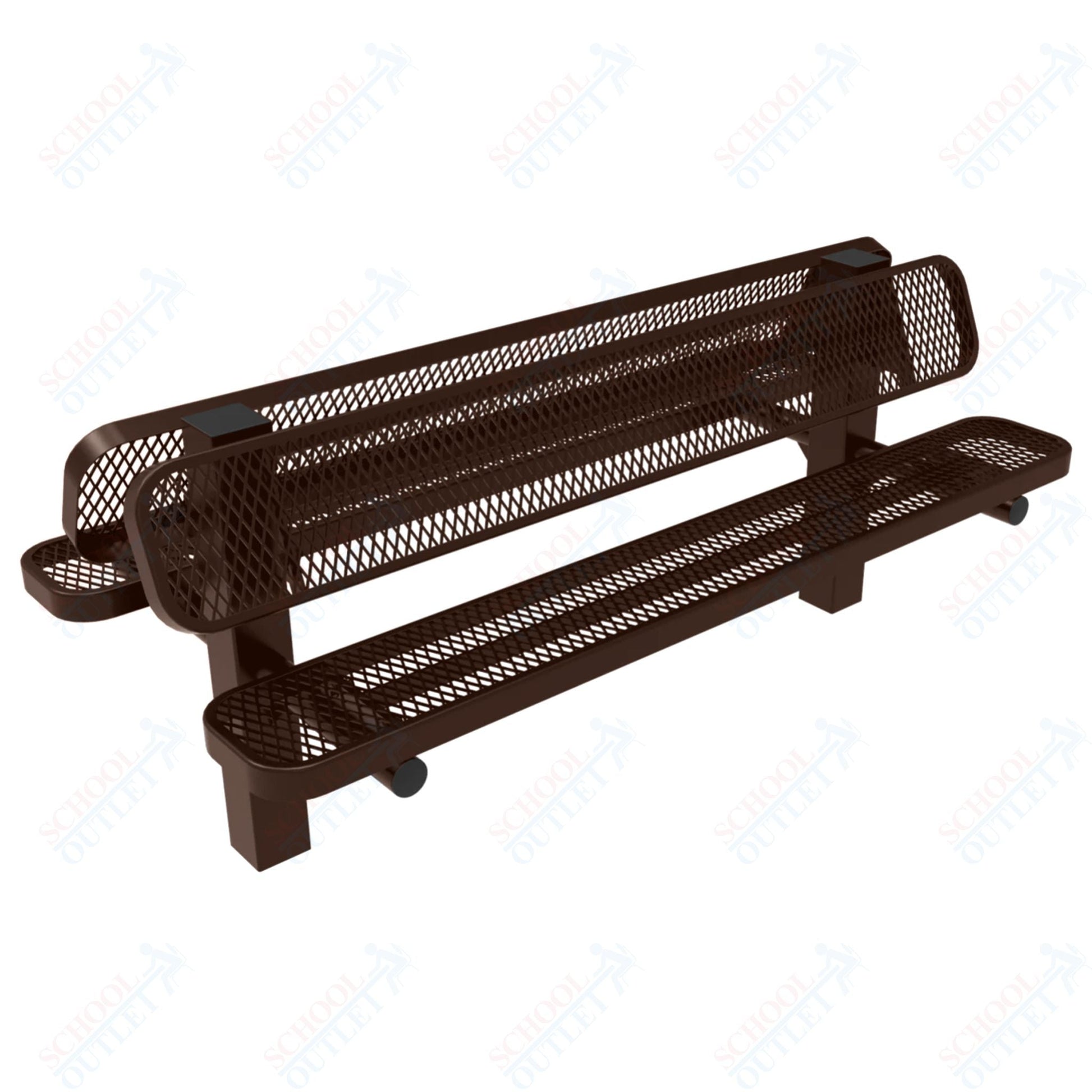MyTcoat - Double Pedstal Outdoor Bench with Back - Inground Mount 6' L (MYT - BRT06 - 61 - 002) - SchoolOutlet