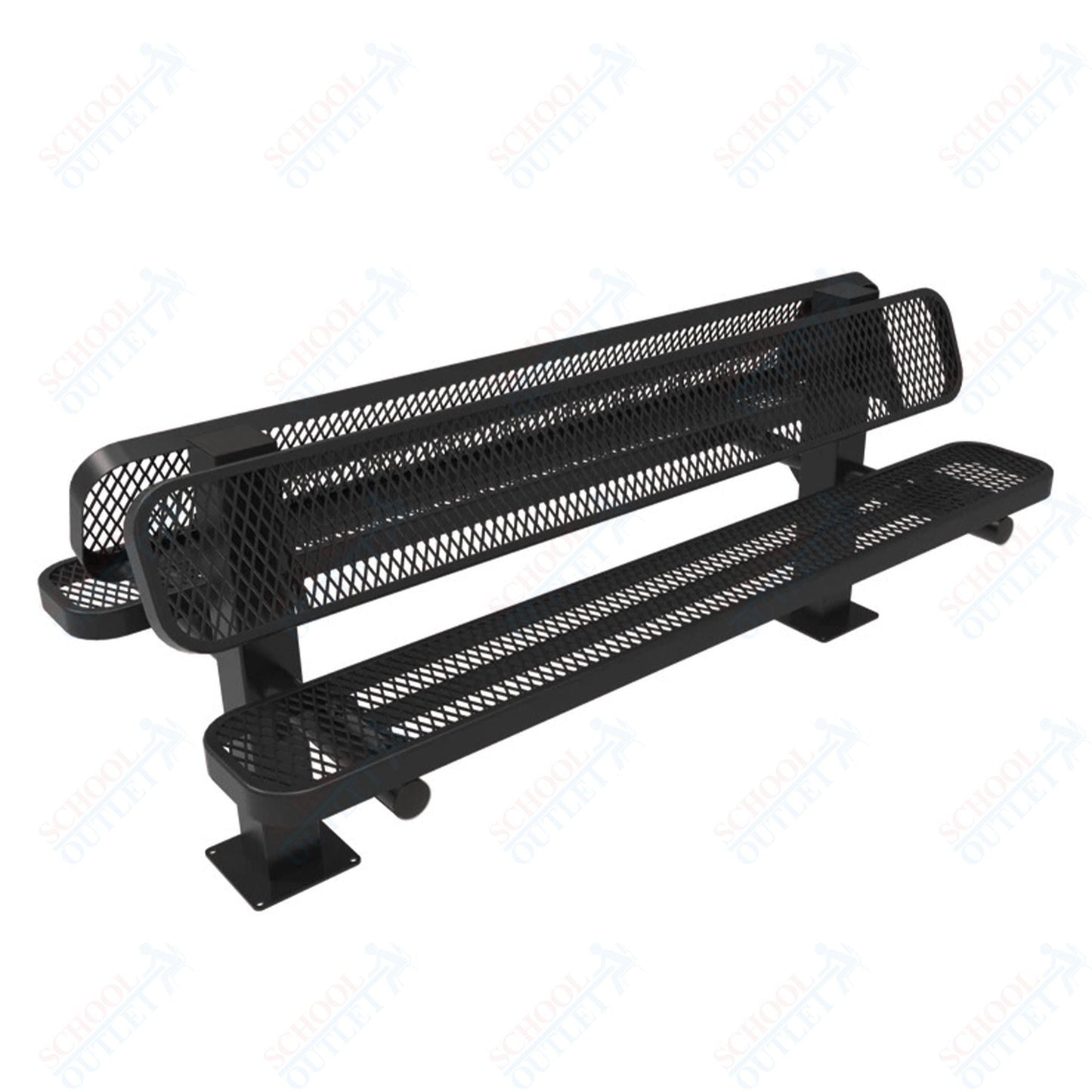MyTcoat - Double Pedstal Outdoor Bench with Back - Surface Mount 6' L (MYT - BRT06 - 62 - 002) - SchoolOutlet