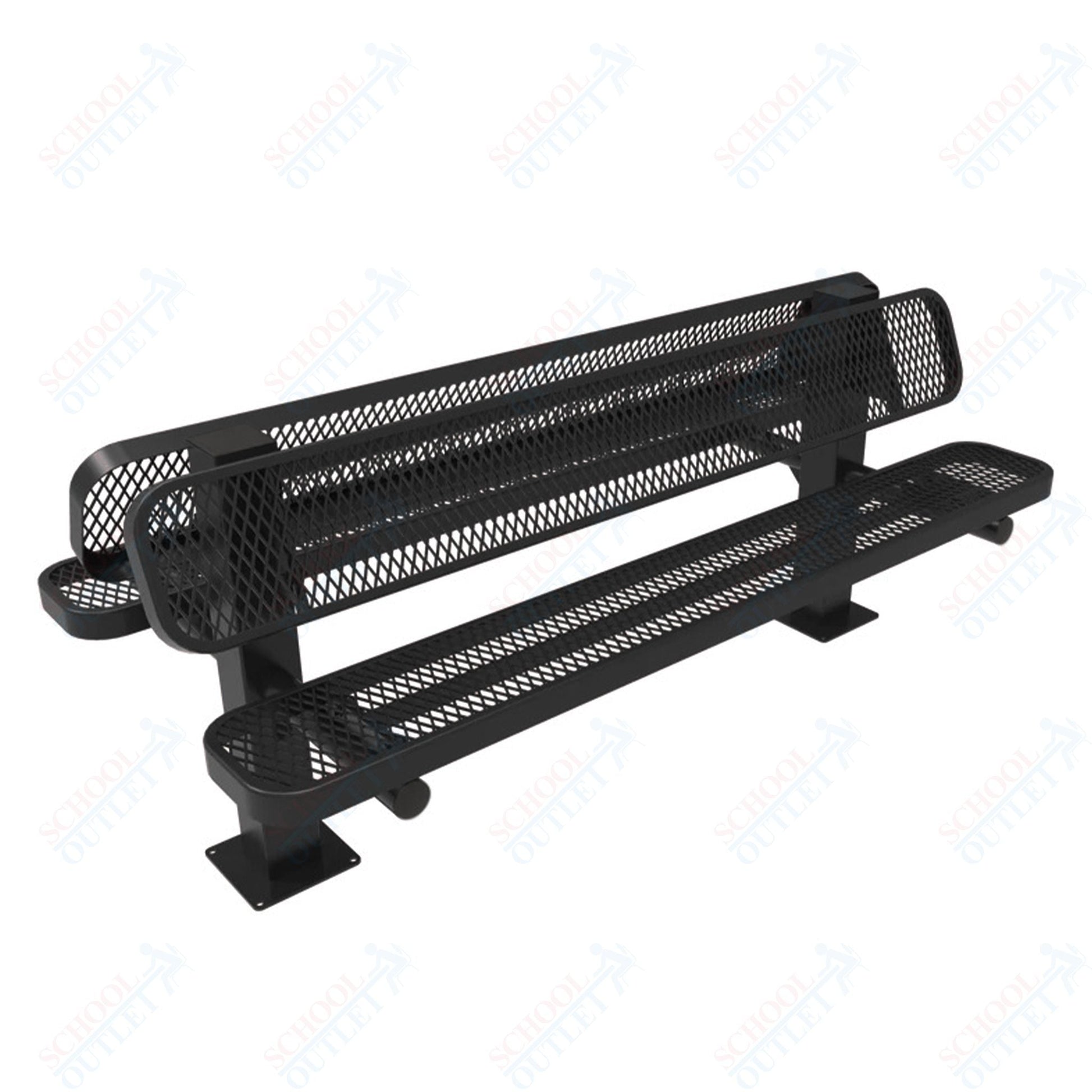 MyTcoat - Double Pedstal Outdoor Bench with Back - Surface Mount 6' L (MYT - BRT06 - 62 - 002) - SchoolOutlet