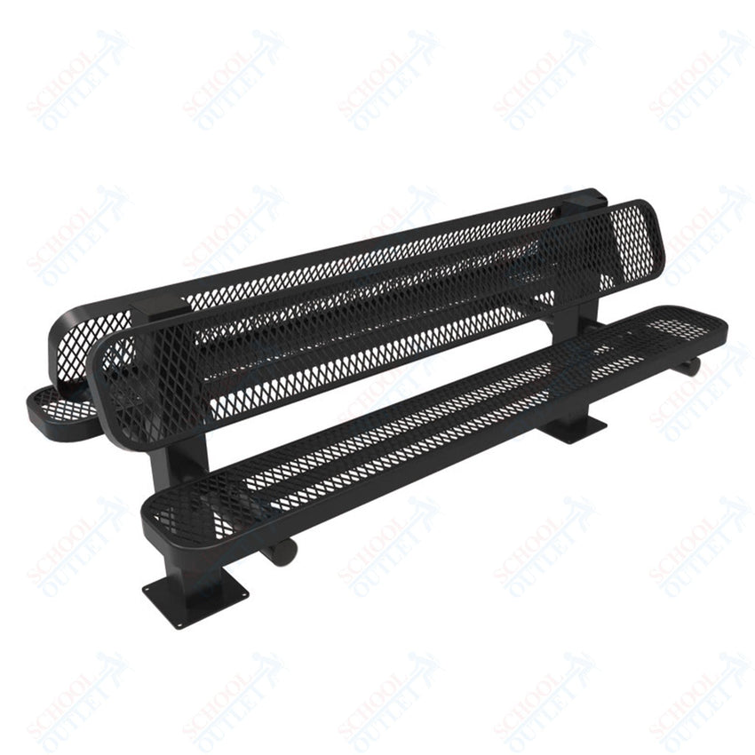 MyTcoat - Double Pedstal Outdoor Bench with Back - Surface Mount 6' L (MYT - BRT06 - 62 - 002) - SchoolOutlet