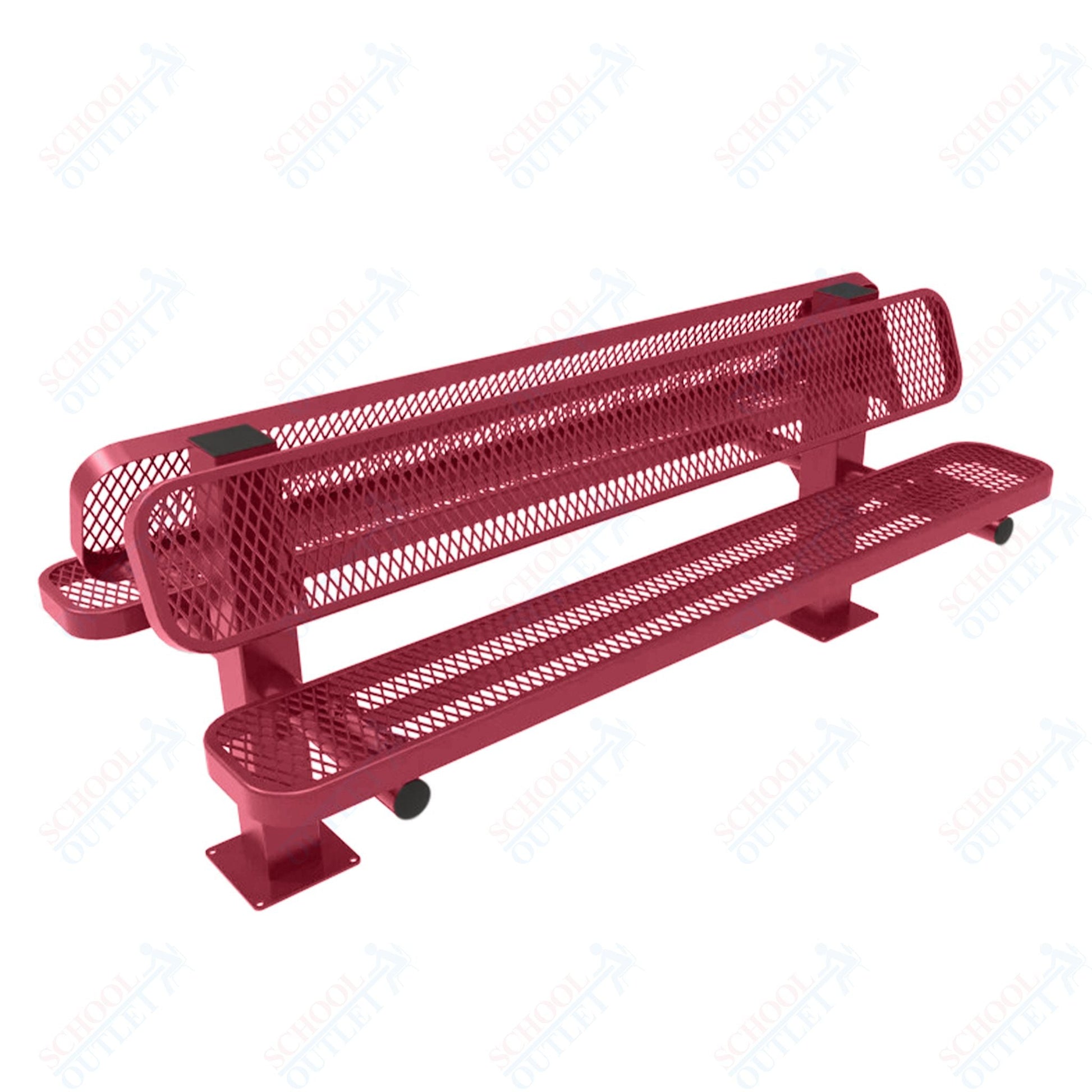 MyTcoat - Double Pedstal Outdoor Bench with Back - Surface Mount 6' L (MYT - BRT06 - 62 - 002) - SchoolOutlet