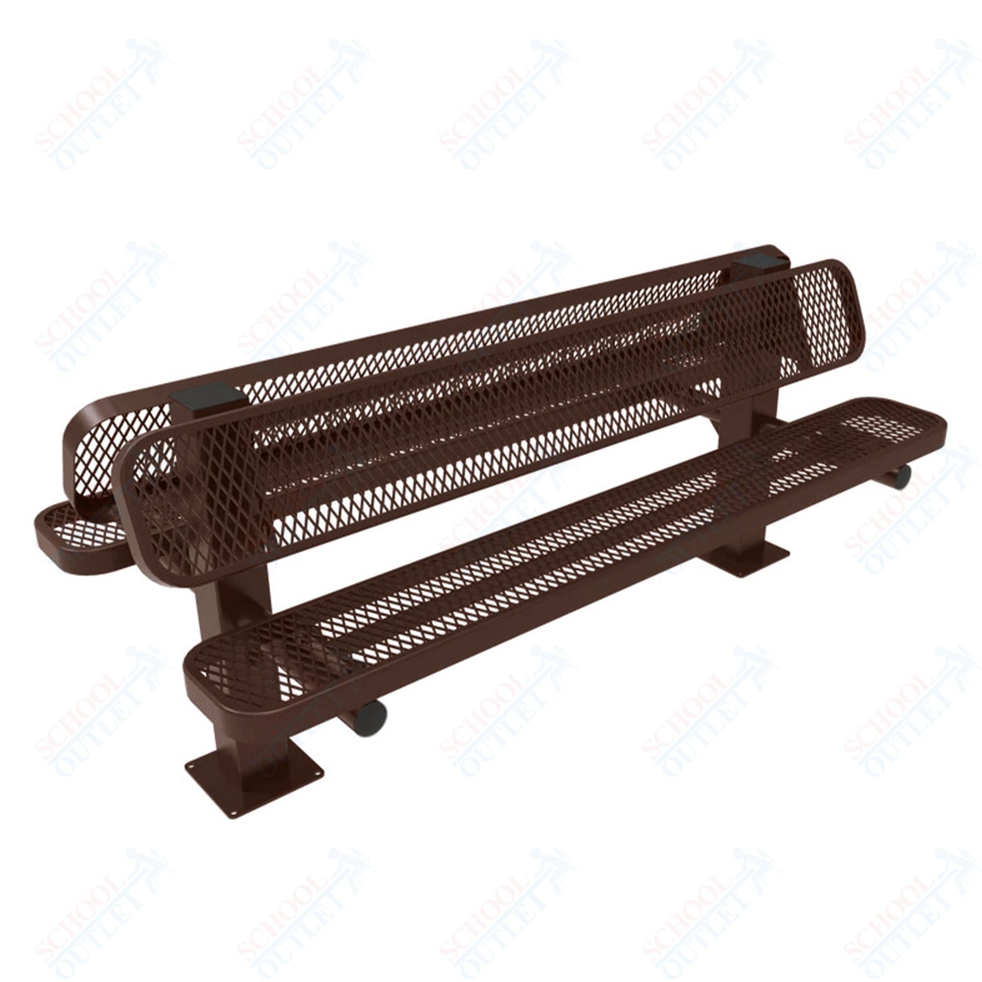 MyTcoat - Double Pedstal Outdoor Bench with Back - Surface Mount 6' L (MYT - BRT06 - 62 - 002) - SchoolOutlet