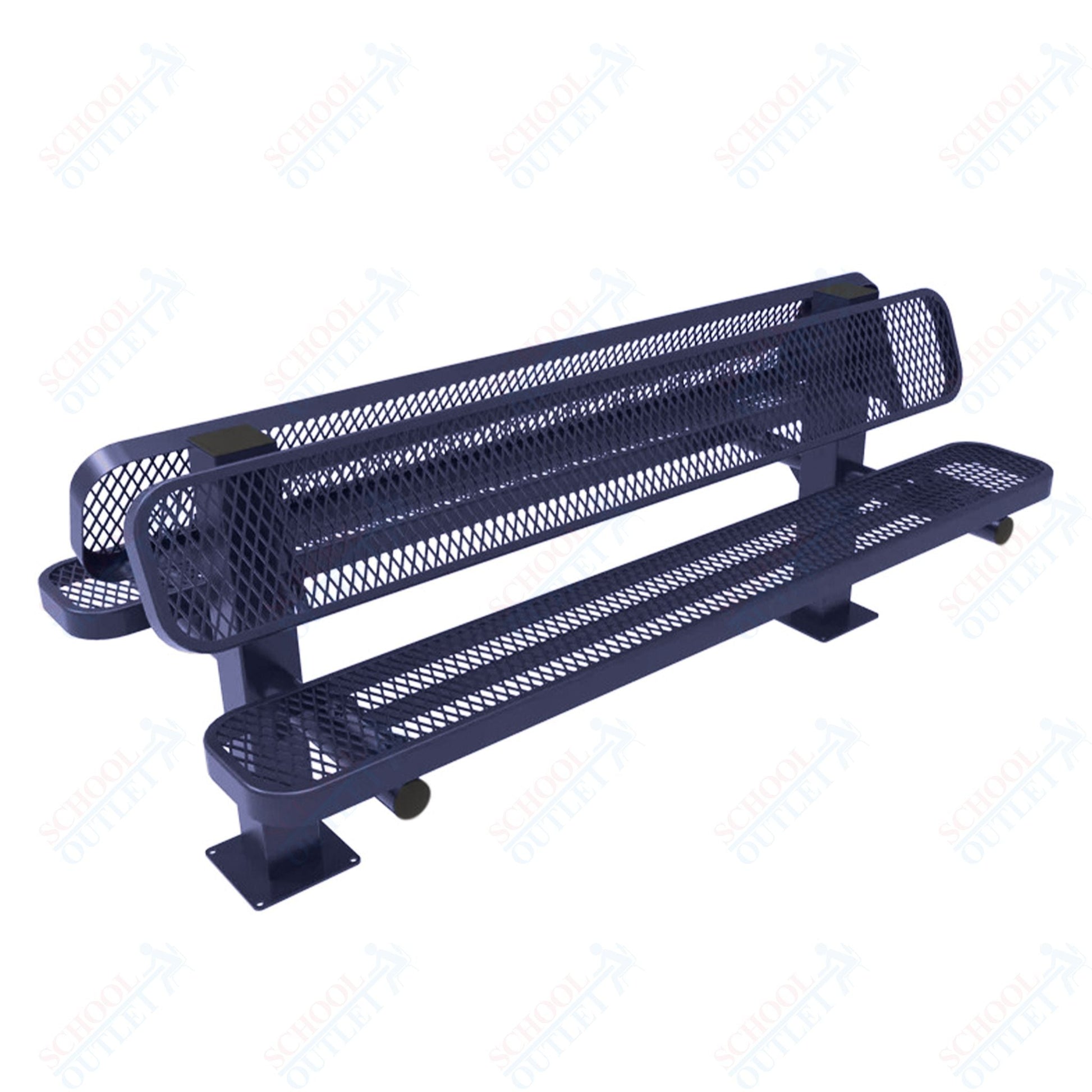 MyTcoat - Double Pedstal Outdoor Bench with Back - Surface Mount 6' L (MYT - BRT06 - 62 - 002) - SchoolOutlet