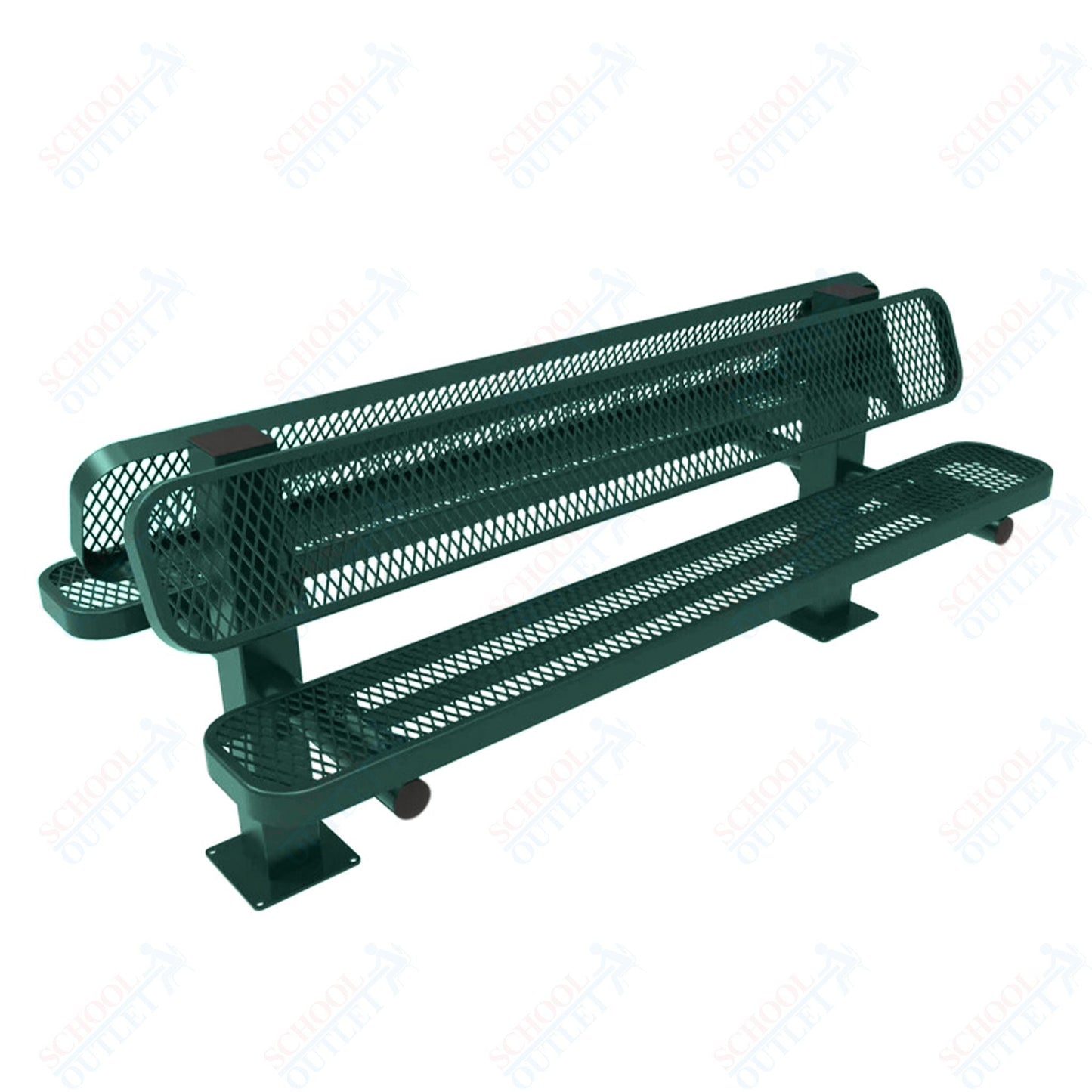 MyTcoat - Double Pedstal Outdoor Bench with Back - Surface Mount 6' L (MYT - BRT06 - 62 - 002) - SchoolOutlet