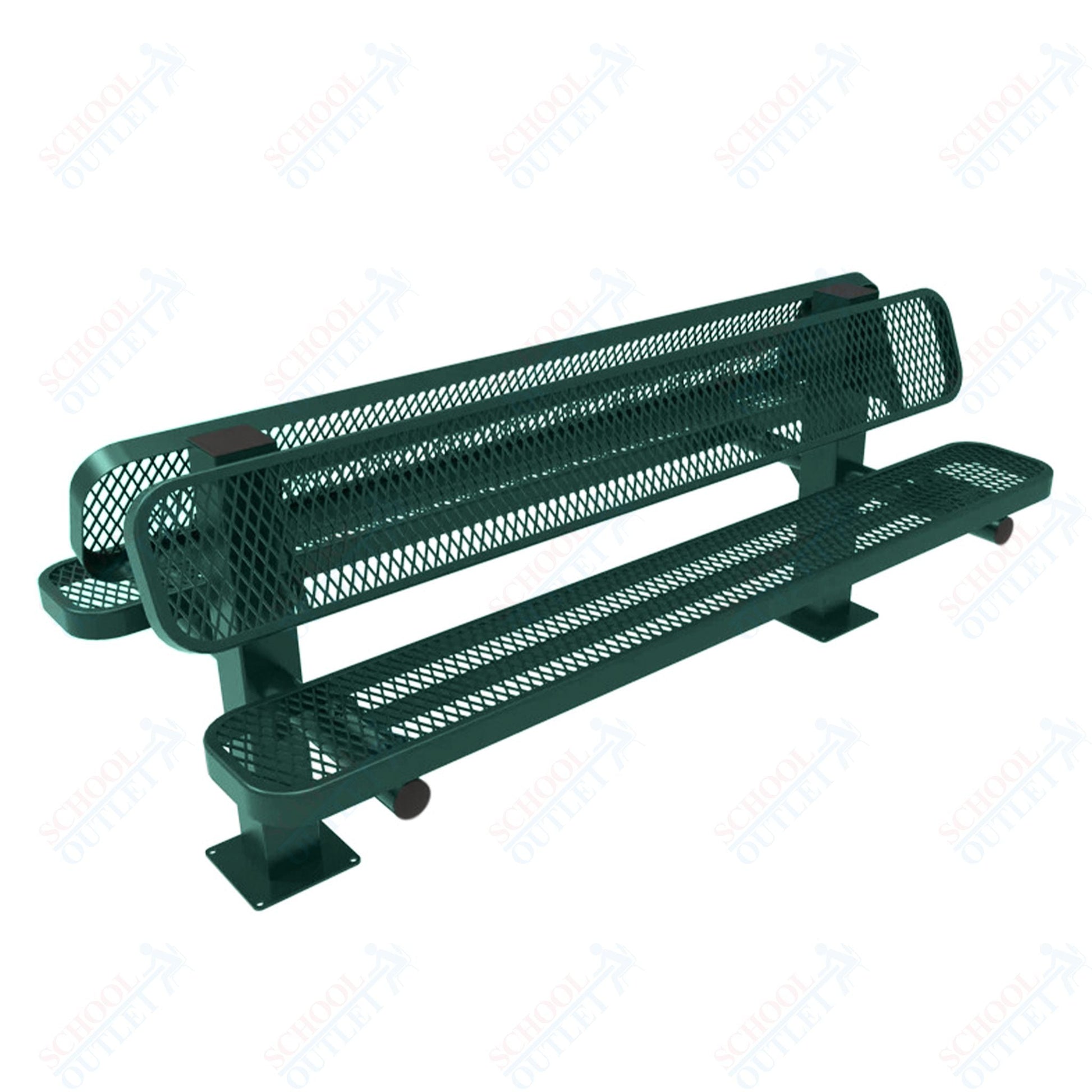 MyTcoat - Double Pedstal Outdoor Bench with Back - Surface Mount 6' L (MYT - BRT06 - 62 - 002) - SchoolOutlet