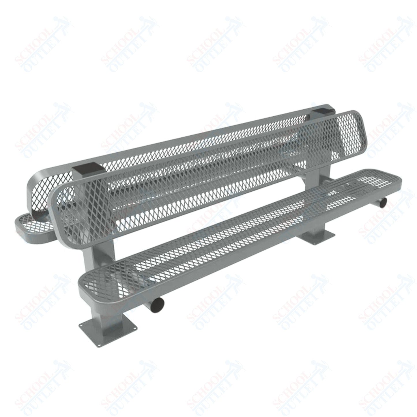 MyTcoat - Double Pedstal Outdoor Bench with Back - Surface Mount 6' L (MYT - BRT06 - 62 - 002) - SchoolOutlet
