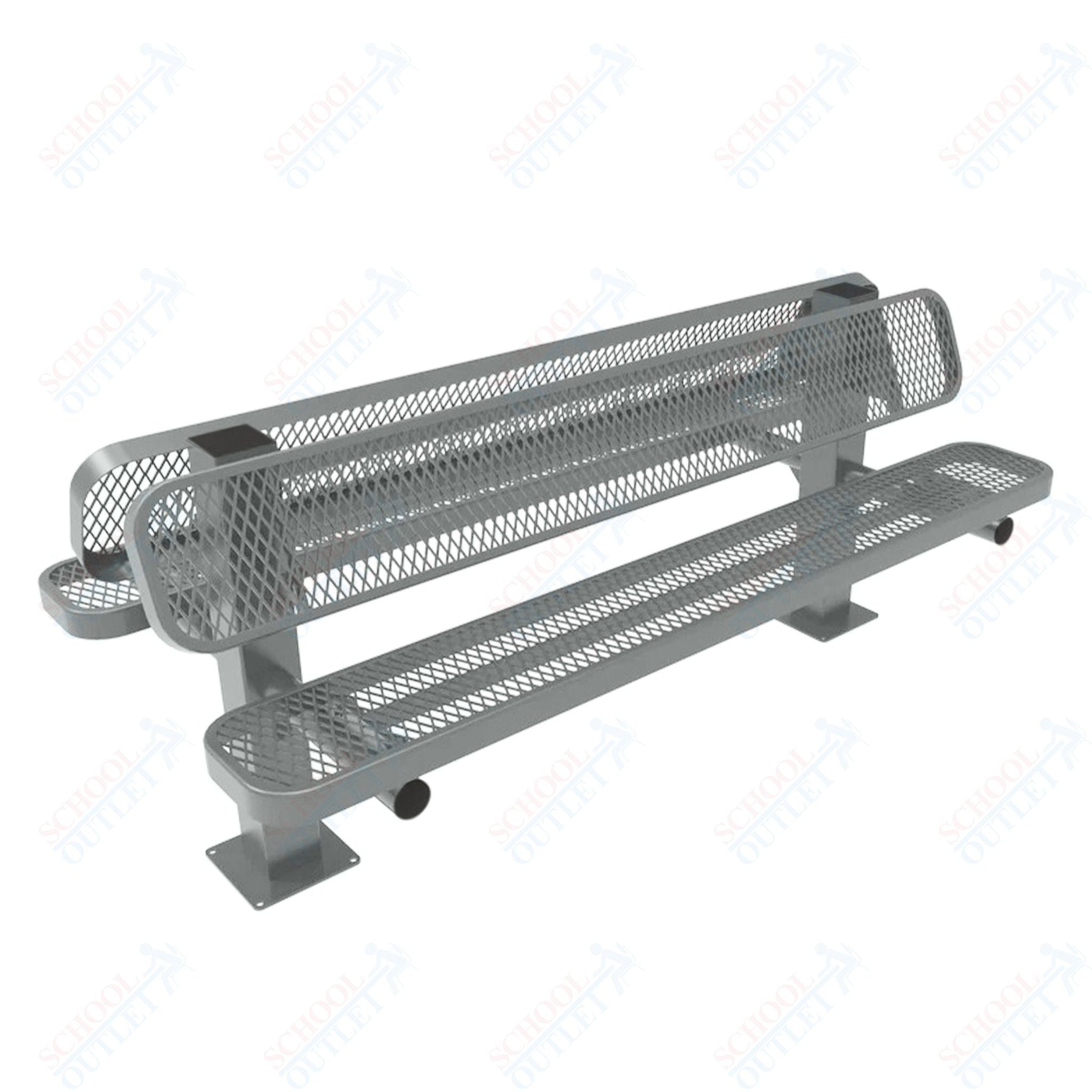 MyTcoat - Double Pedstal Outdoor Bench with Back - Surface Mount 6' L (MYT - BRT06 - 62 - 002) - SchoolOutlet