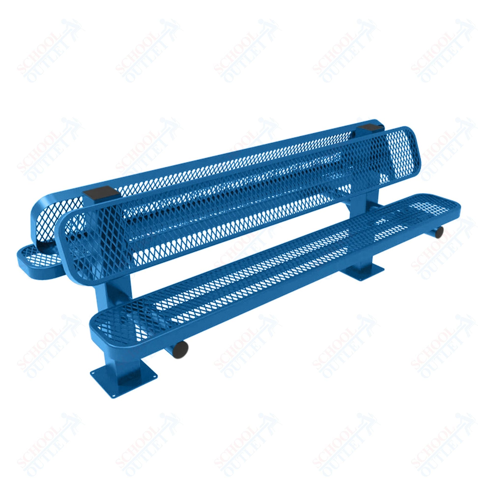 MyTcoat - Double Pedstal Outdoor Bench with Back - Surface Mount 6' L (MYT - BRT06 - 62 - 002) - SchoolOutlet