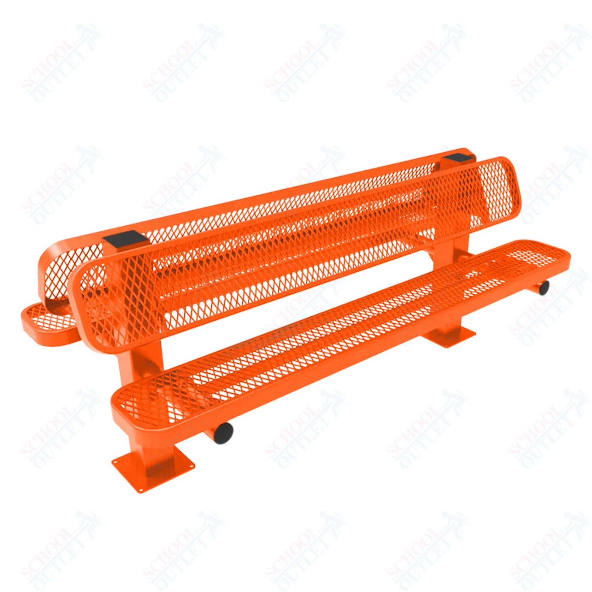 MyTcoat - Double Pedstal Outdoor Bench with Back - Surface Mount 6' L (MYT - BRT06 - 62 - 002) - SchoolOutlet