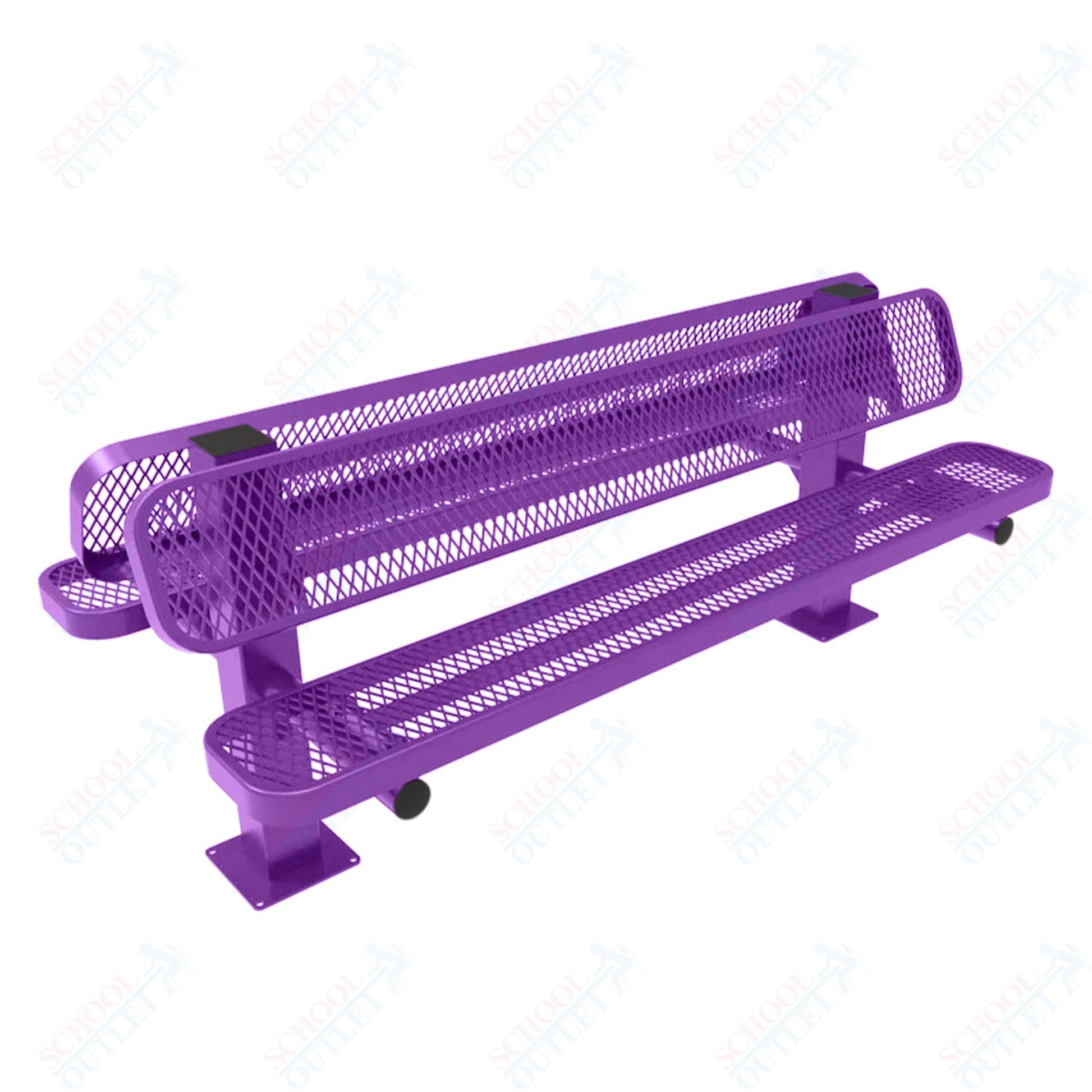 MyTcoat - Double Pedstal Outdoor Bench with Back - Surface Mount 6' L (MYT - BRT06 - 62 - 002) - SchoolOutlet