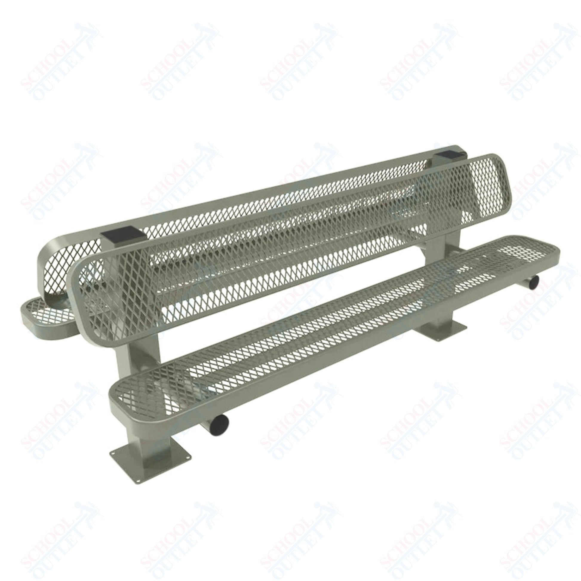 MyTcoat - Double Pedstal Outdoor Bench with Back - Surface Mount 6' L (MYT - BRT06 - 62 - 002) - SchoolOutlet