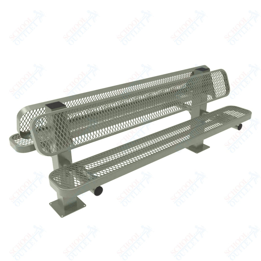 MyTcoat - Double Pedstal Outdoor Bench with Back - Surface Mount 6' L (MYT - BRT06 - 62 - 002) - SchoolOutlet