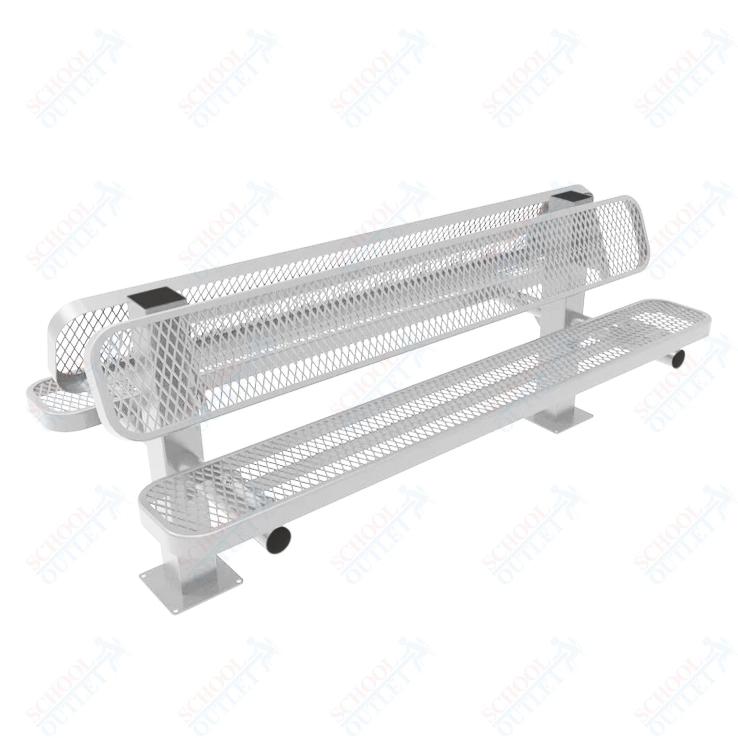 MyTcoat - Double Pedstal Outdoor Bench with Back - Surface Mount 6' L (MYT - BRT06 - 62 - 002) - SchoolOutlet