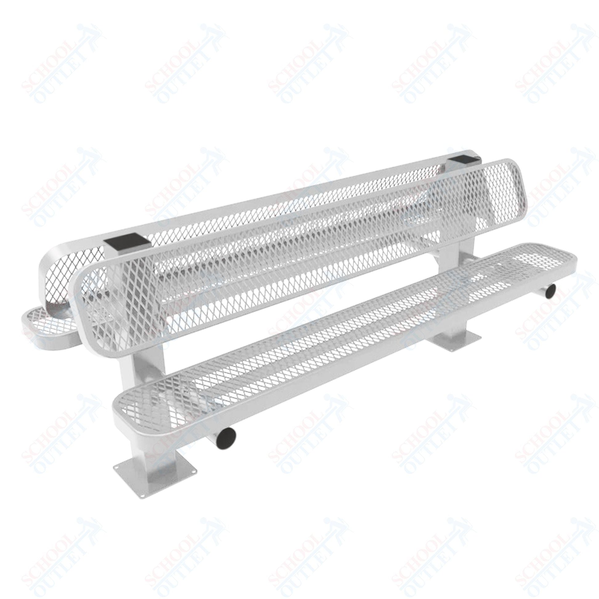 MyTcoat - Double Pedstal Outdoor Bench with Back - Surface Mount 6' L (MYT - BRT06 - 62 - 002) - SchoolOutlet