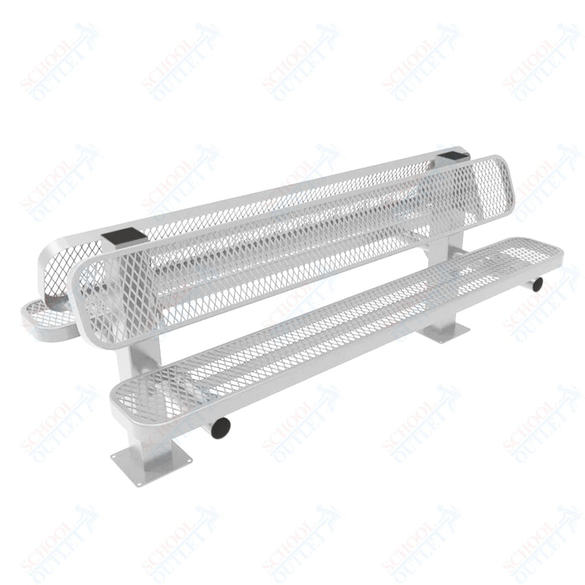 MyTcoat - Double Pedstal Outdoor Bench with Back - Surface Mount 6' L (MYT - BRT06 - 62 - 002) - SchoolOutlet
