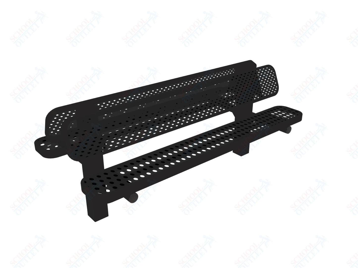 MyTcoat - Double Pedstal Outdoor Bench with Back - Inground Mount 6' L (MYT - BRT06 - 61 - 002) - SchoolOutlet