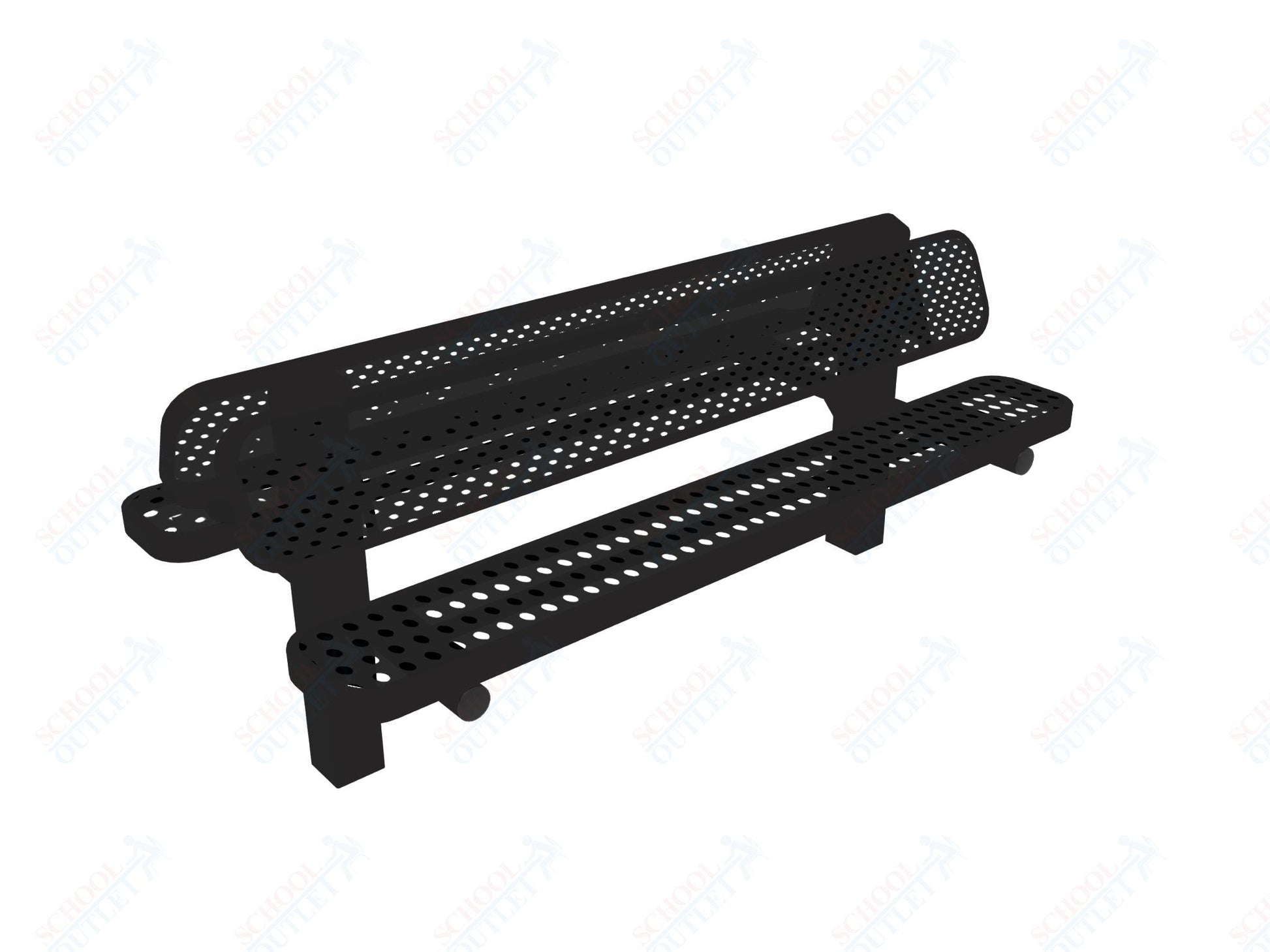 MyTcoat - Double Pedstal Outdoor Bench with Back - Inground Mount 6' L (MYT - BRT06 - 61 - 002) - SchoolOutlet