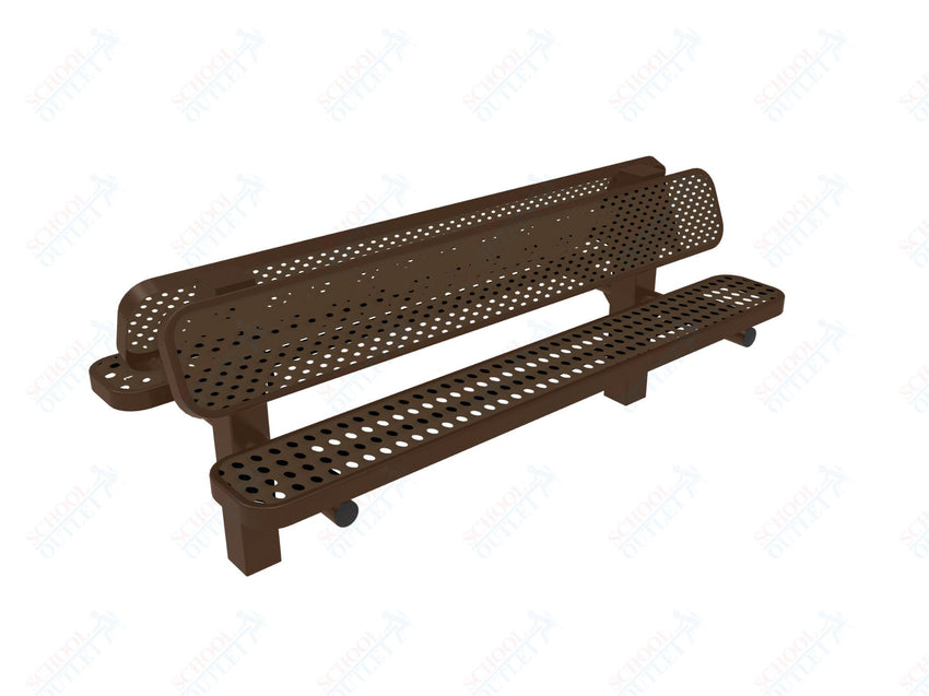 MyTcoat - Double Pedstal Outdoor Bench with Back - Inground Mount 6' L (MYT - BRT06 - 61 - 002) - SchoolOutlet