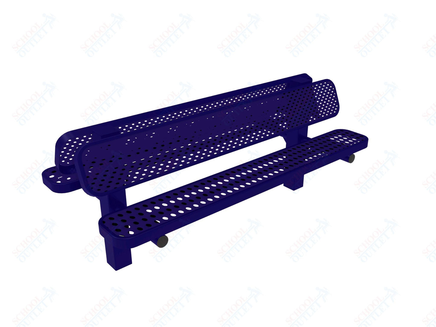 MyTcoat - Double Pedstal Outdoor Bench with Back - Inground Mount 6' L (MYT - BRT06 - 61 - 002) - SchoolOutlet