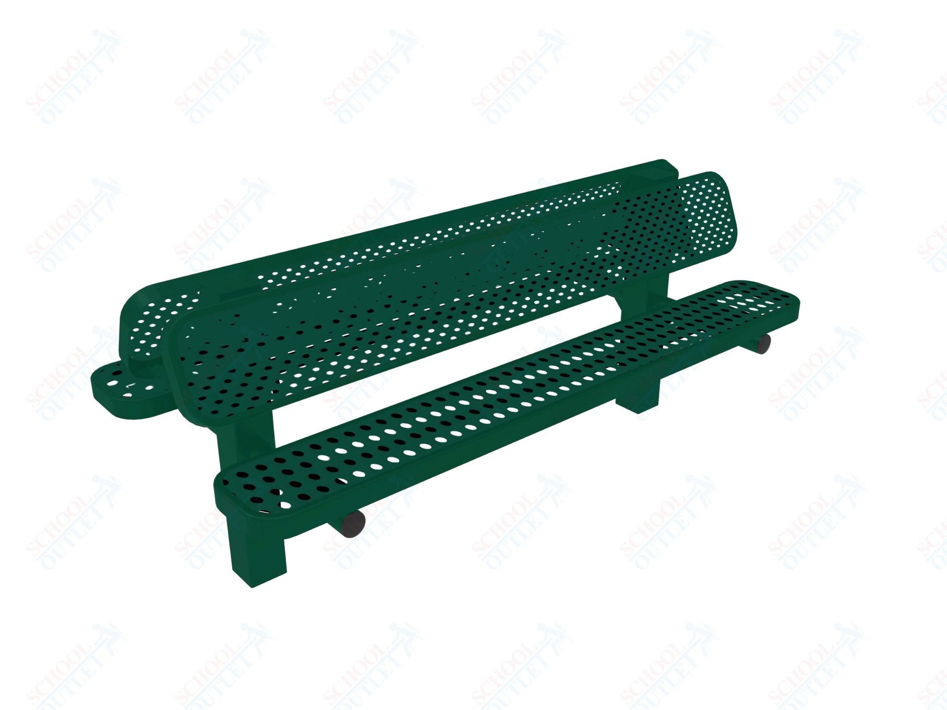 MyTcoat - Double Pedstal Outdoor Bench with Back - Inground Mount 6' L (MYT - BRT06 - 61 - 002) - SchoolOutlet
