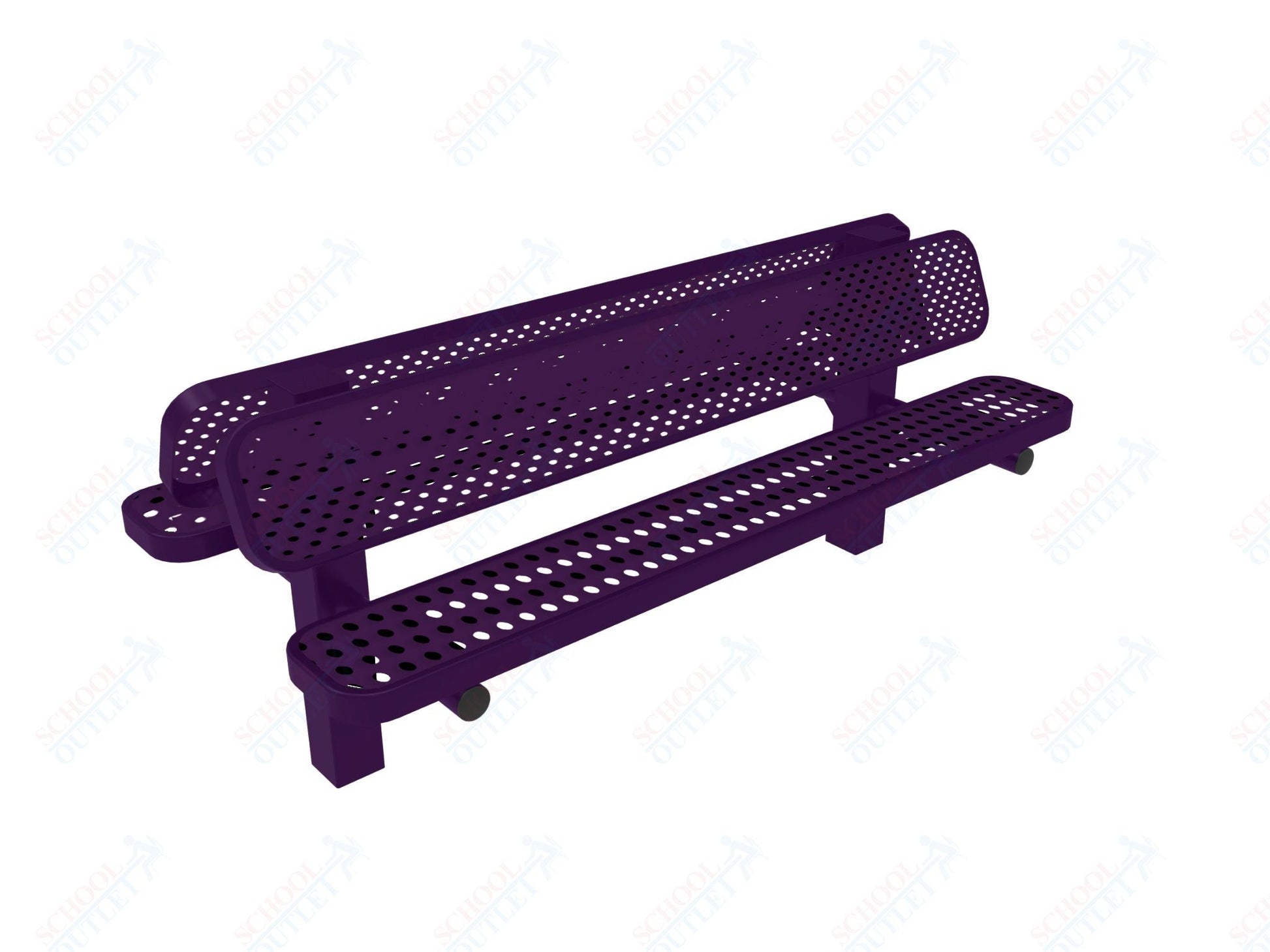 MyTcoat - Double Pedstal Outdoor Bench with Back - Inground Mount 6' L (MYT - BRT06 - 61 - 002) - SchoolOutlet