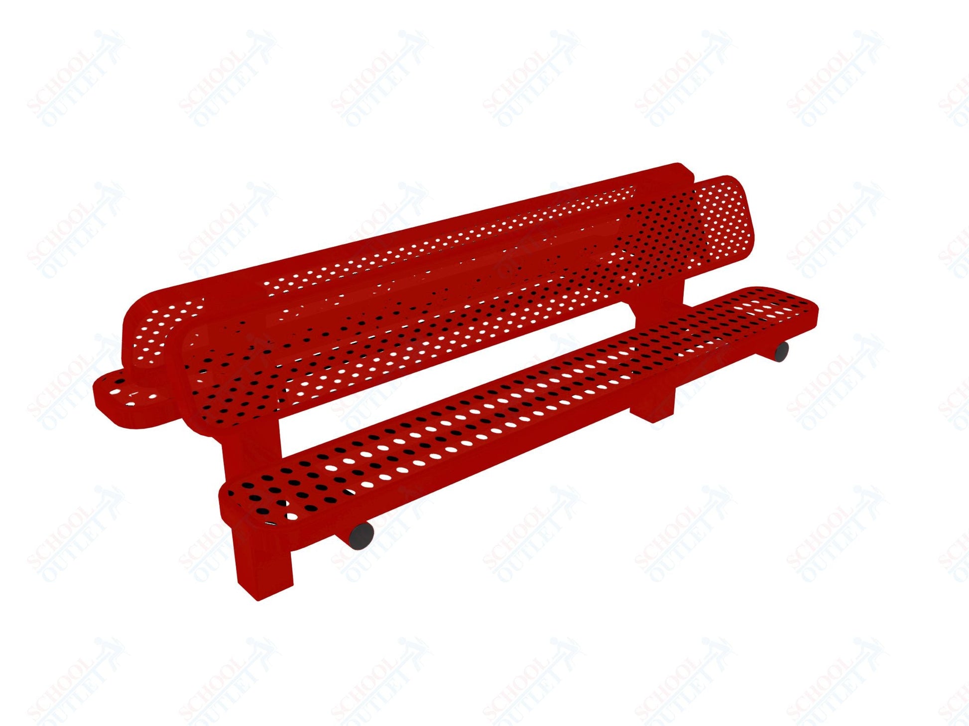 MyTcoat - Double Pedstal Outdoor Bench with Back - Inground Mount 6' L (MYT - BRT06 - 61 - 002) - SchoolOutlet