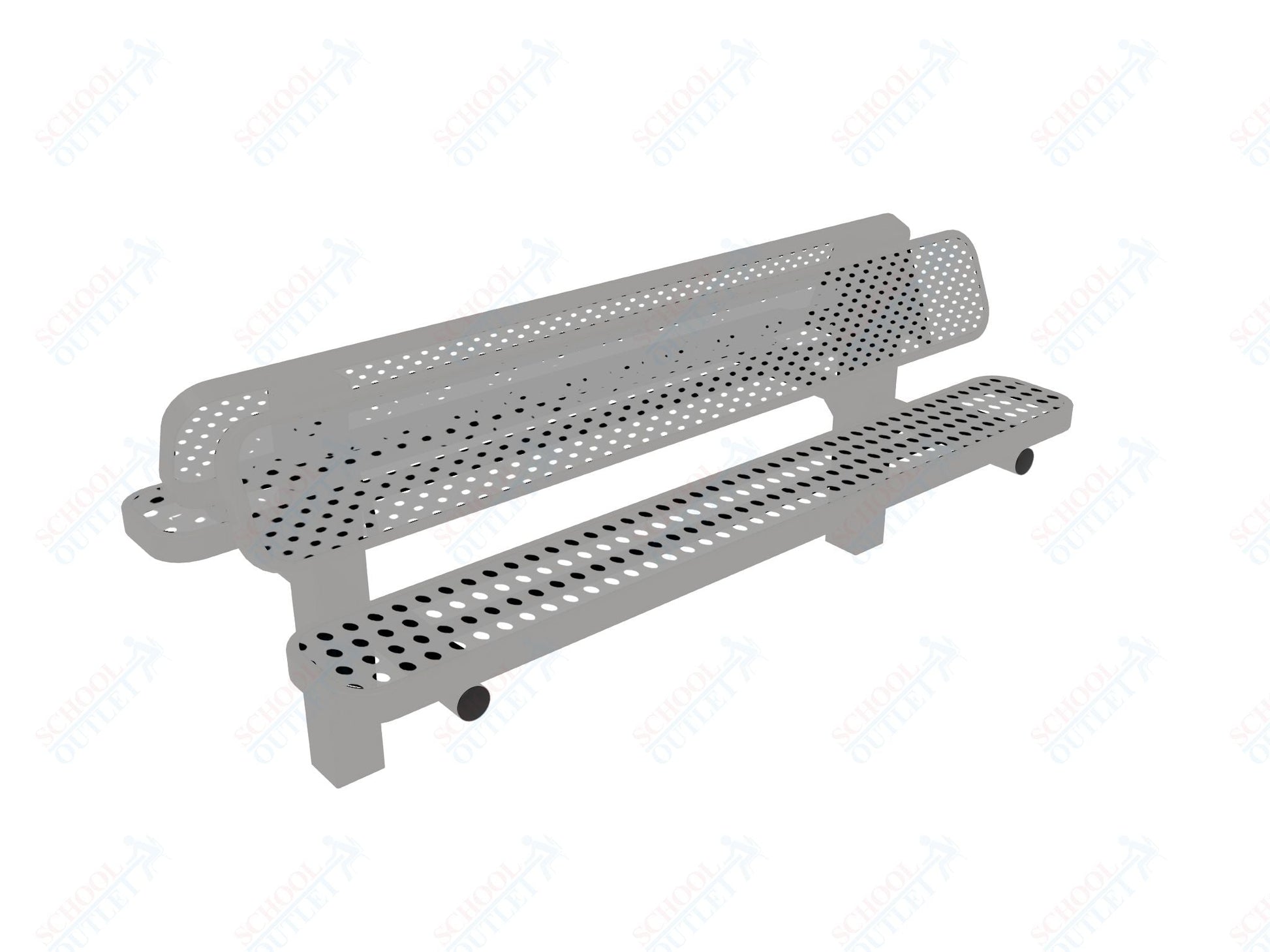 MyTcoat - Double Pedstal Outdoor Bench with Back - Inground Mount 6' L (MYT - BRT06 - 61 - 002) - SchoolOutlet