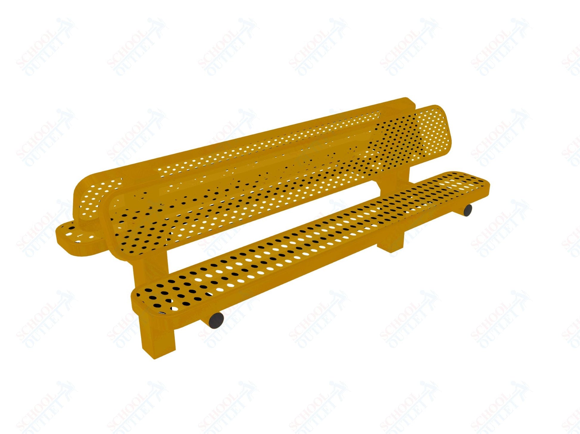 MyTcoat - Double Pedstal Outdoor Bench with Back - Inground Mount 6' L (MYT - BRT06 - 61 - 002) - SchoolOutlet