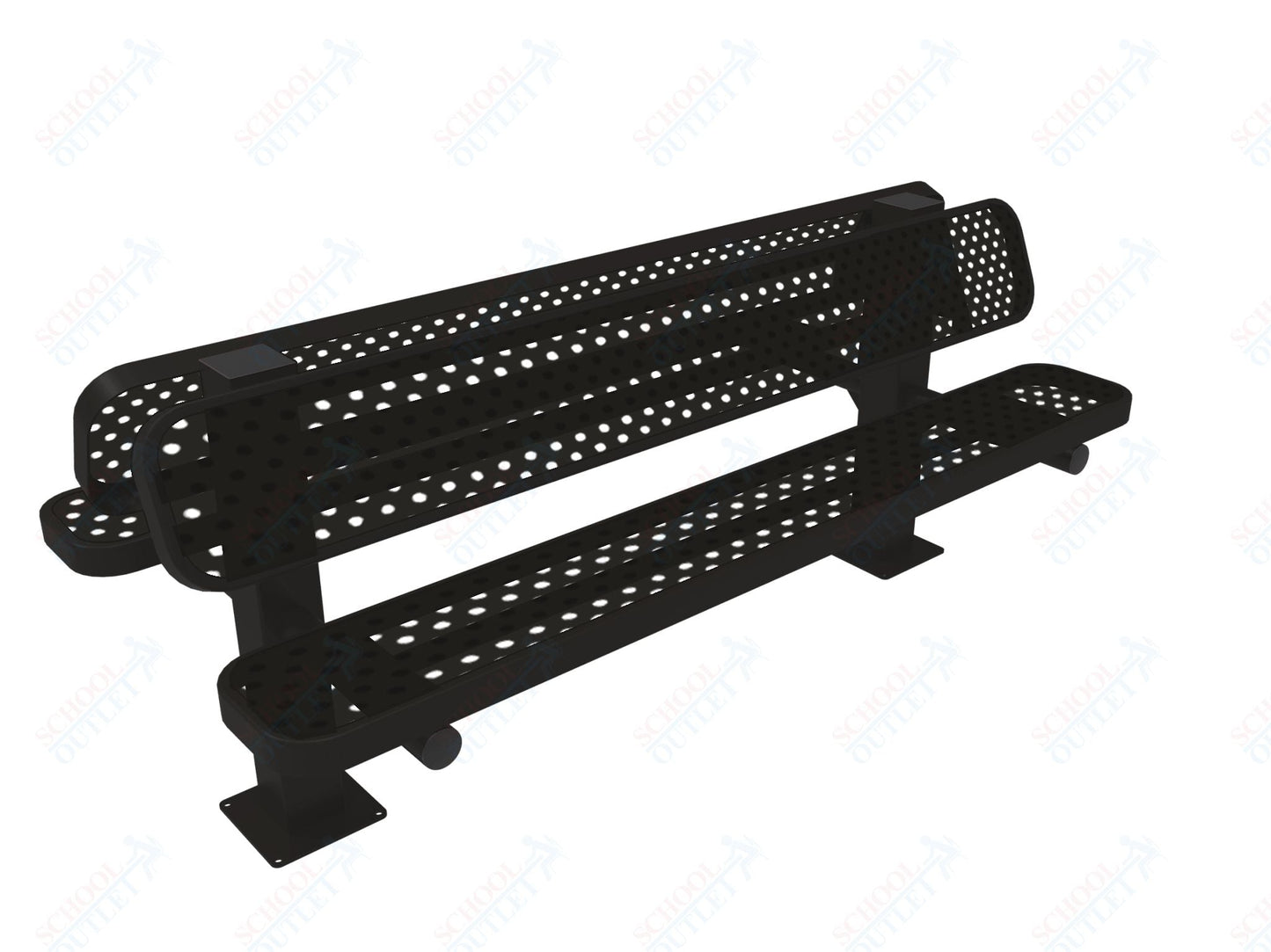 MyTcoat - Double Pedstal Outdoor Bench with Back - Surface Mount 6' L (MYT - BRT06 - 62 - 002) - SchoolOutlet