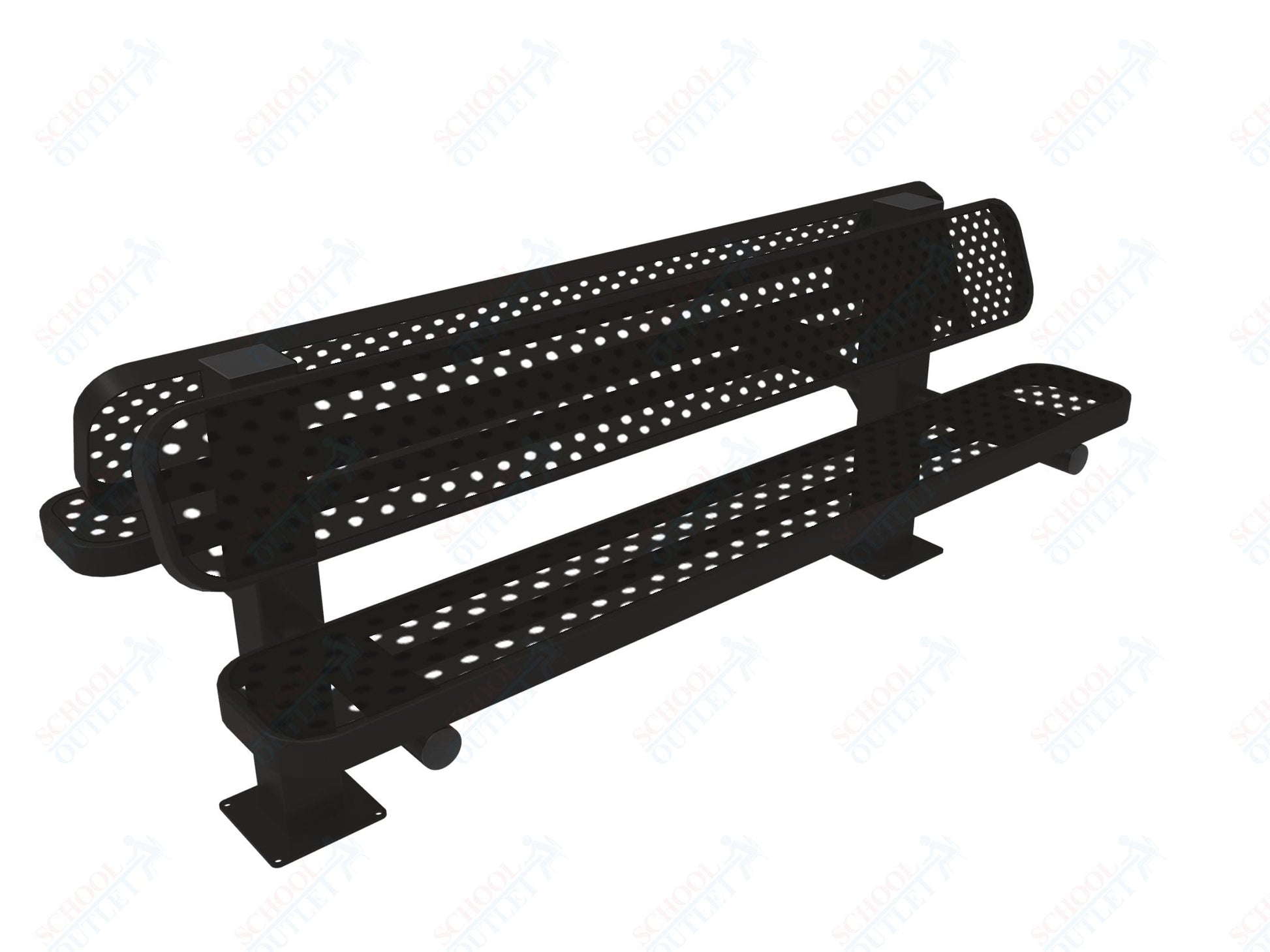 MyTcoat - Double Pedstal Outdoor Bench with Back - Surface Mount 6' L (MYT - BRT06 - 62 - 002) - SchoolOutlet